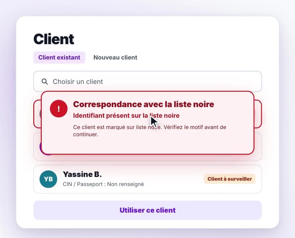 Blacklist checked first: app screen