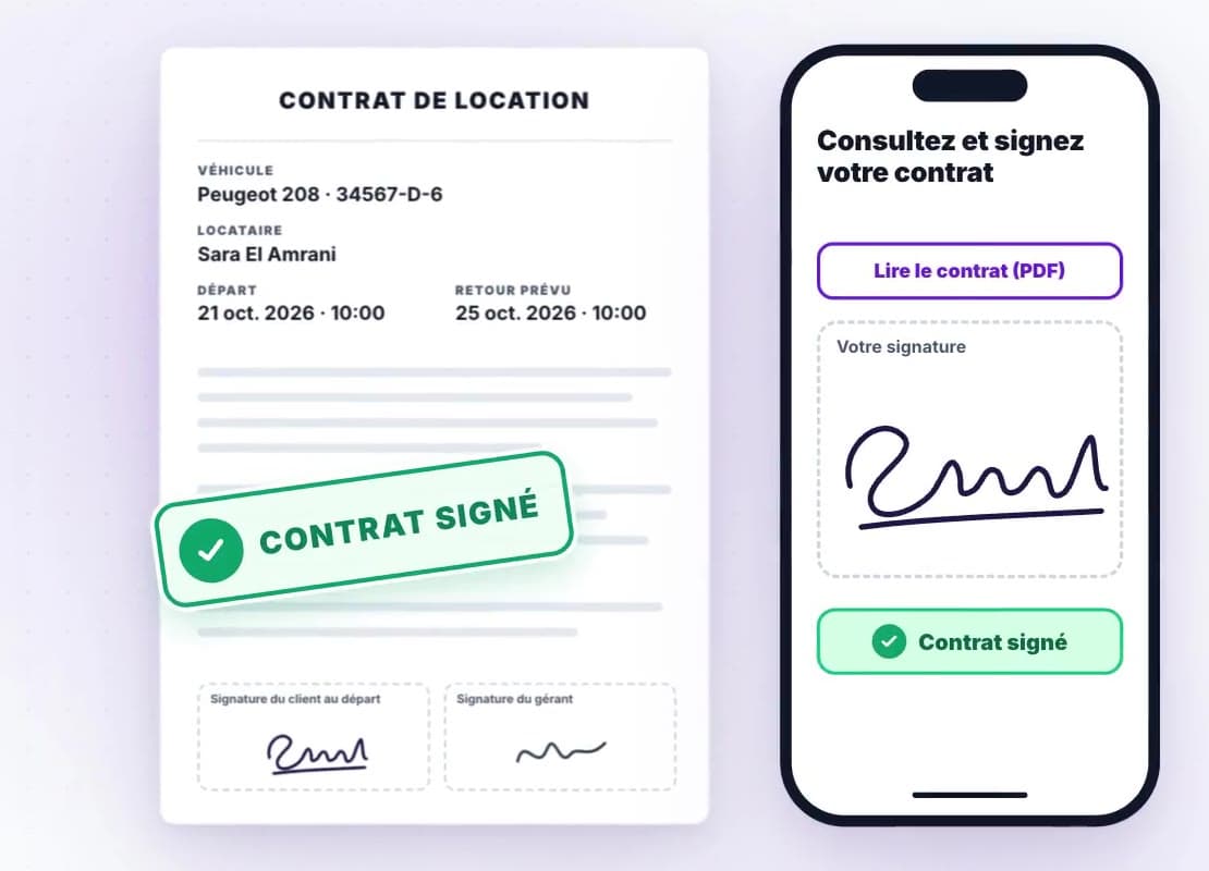 Signed on the client's phone: app screen