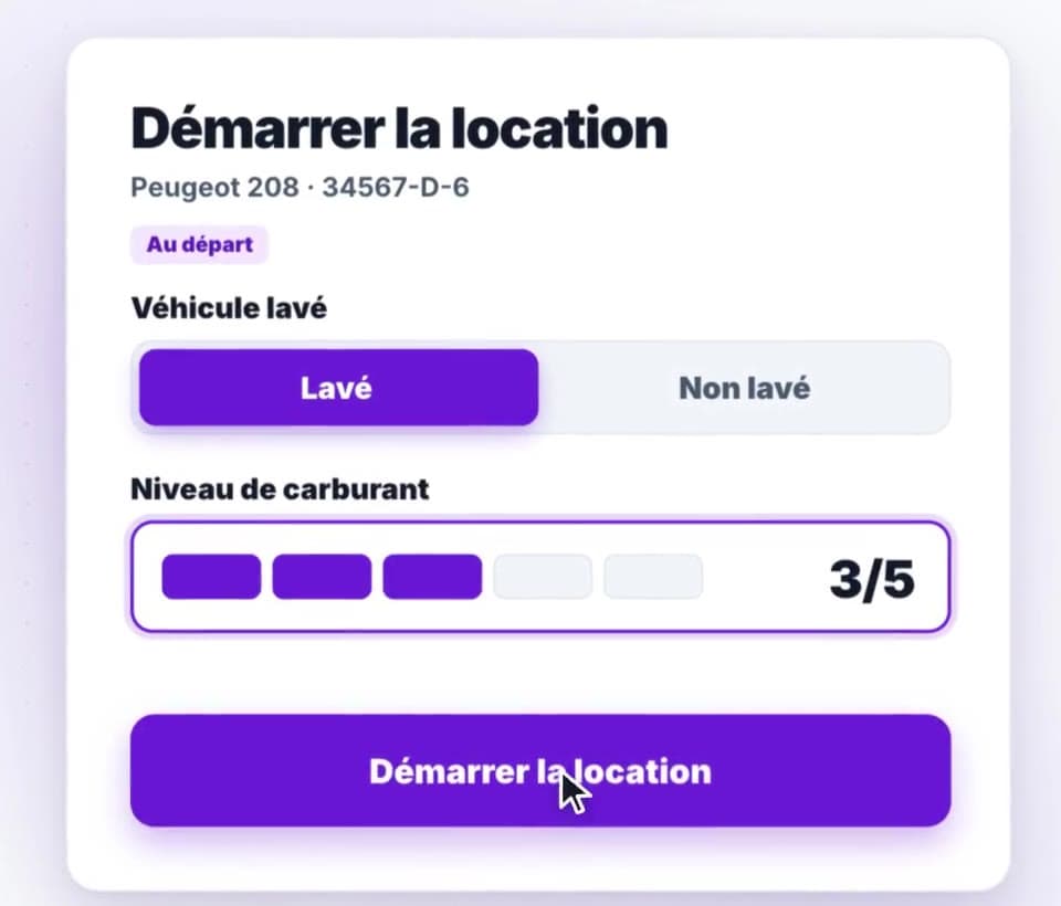 Condition logged at departure: app screen