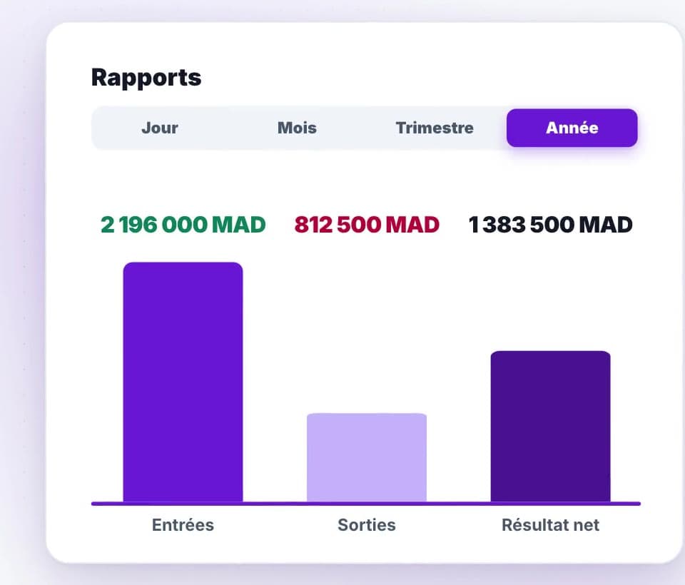 Income and expense reports: app screen